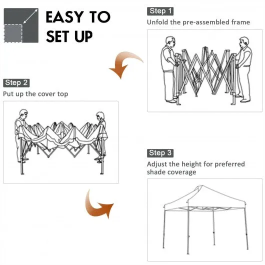 10' x 10' Portable Pop Up Canopy Event Party Tent Adjustable w/ Roller Bag-Gray