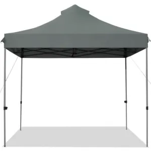 10' x 10' Portable Pop Up Canopy Event Party Tent Adjustable w/ Roller Bag-Gray