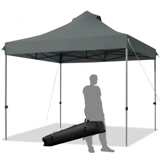 10' x 10' Portable Pop Up Canopy Event Party Tent Adjustable w/ Roller Bag-Gray