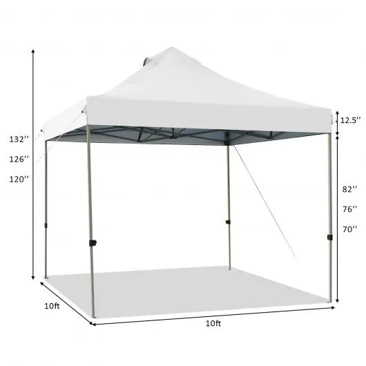 10' x 10' Portable Pop Up Canopy Event Party Tent Adjustable w/ Roller Bag-White