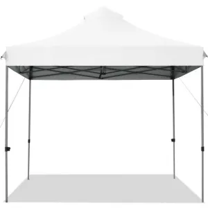 10' x 10' Portable Pop Up Canopy Event Party Tent Adjustable w/ Roller Bag-White