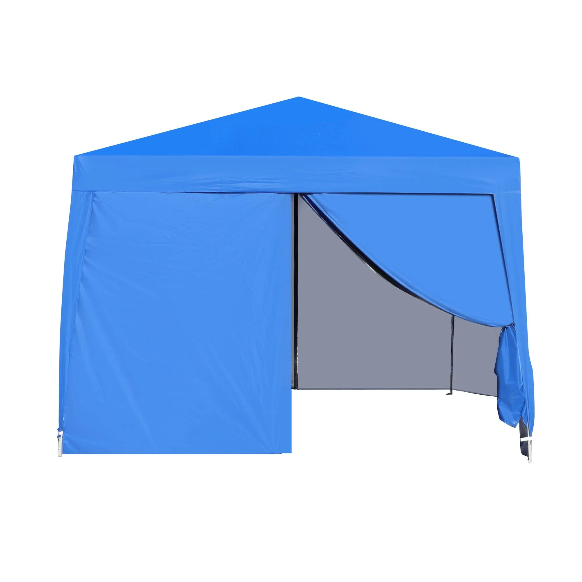 10x 10Ft Pop Up Gazebo Canopy Tent with Zipper,2pcs Sidewall,4pcs Weight sand bag,Carry Bag-Blue