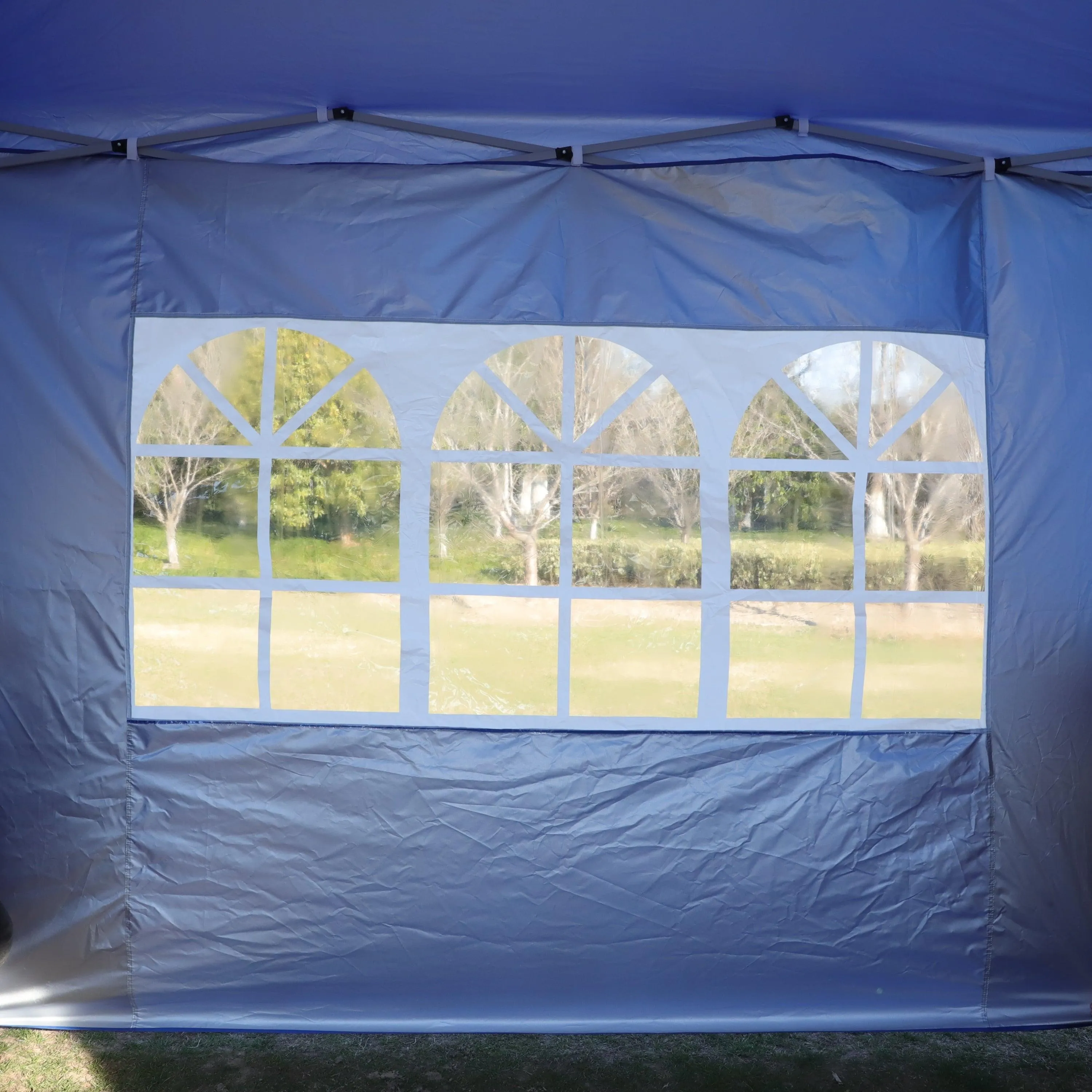 10x 10Ft Pop Up Gazebo Canopy Tent with Zipper,2pcs Sidewall,4pcs Weight sand bag,with Carry Bag-Blue