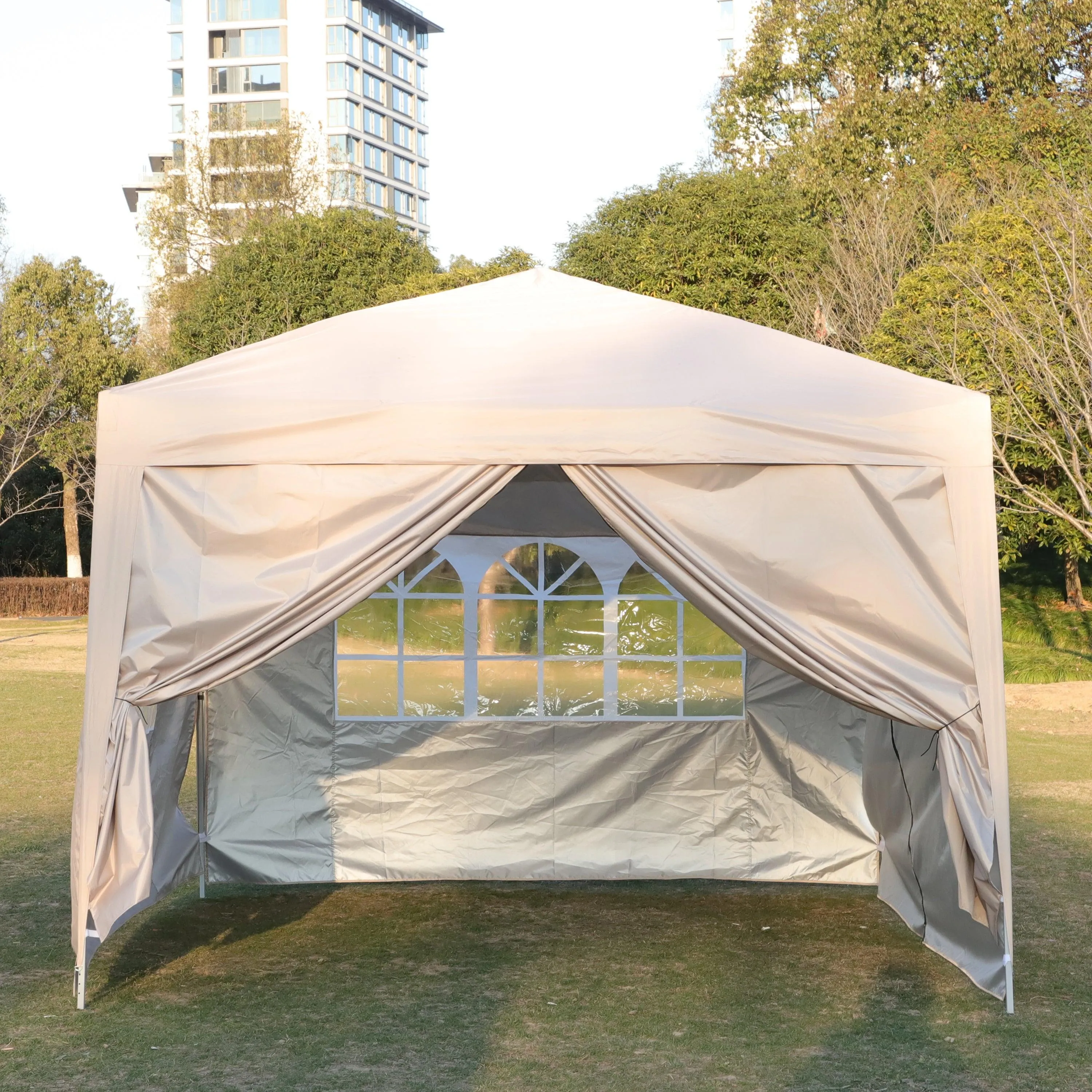 10x 10Ft Pop Up Gazebo Canopy Tent,2pcs Sidewall with Windows,with 4pcs Weight sand bag