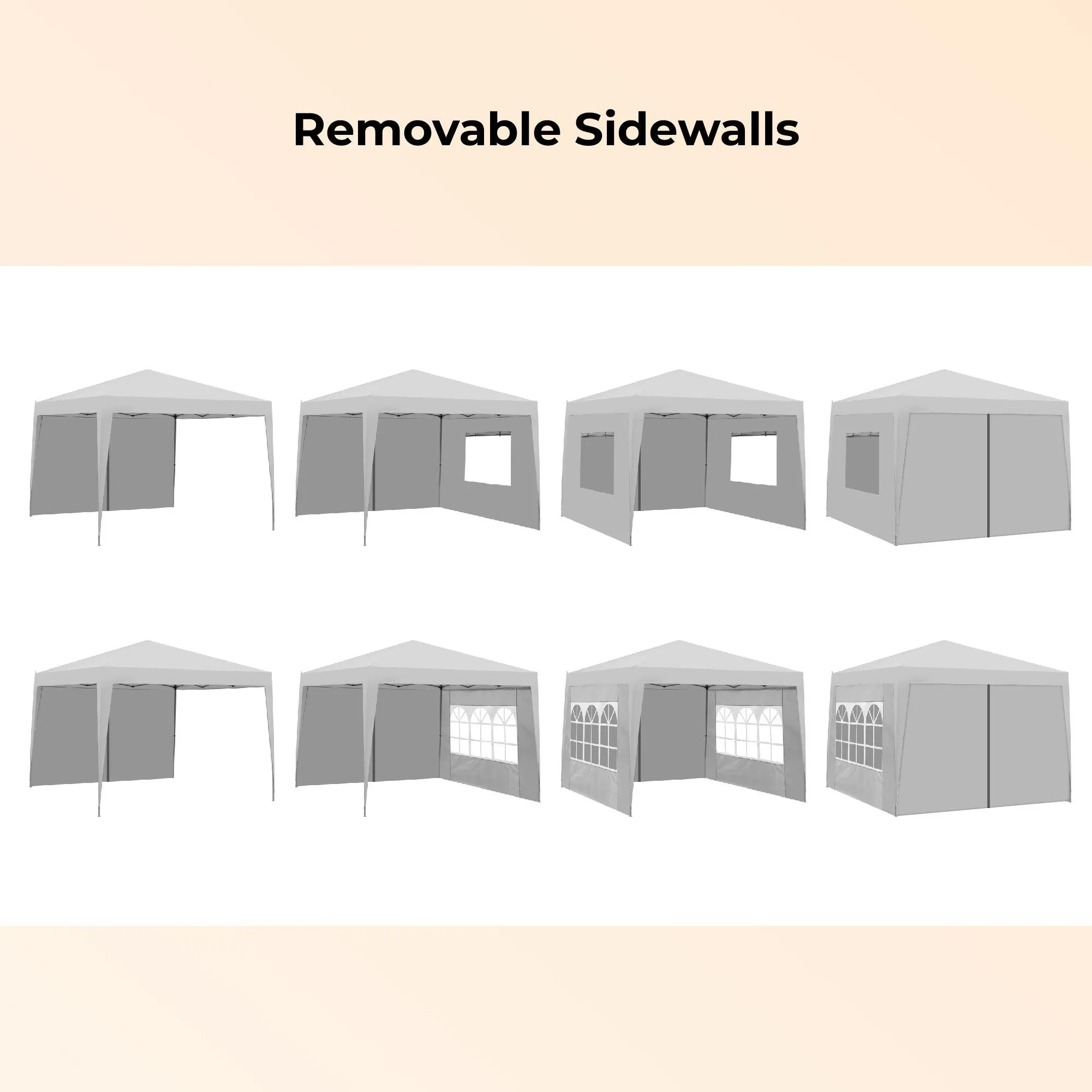 10x 10Ft Pop Up Gazebo Canopy Tent,2pcs Sidewall with Windows,with 4pcs Weight sand bag