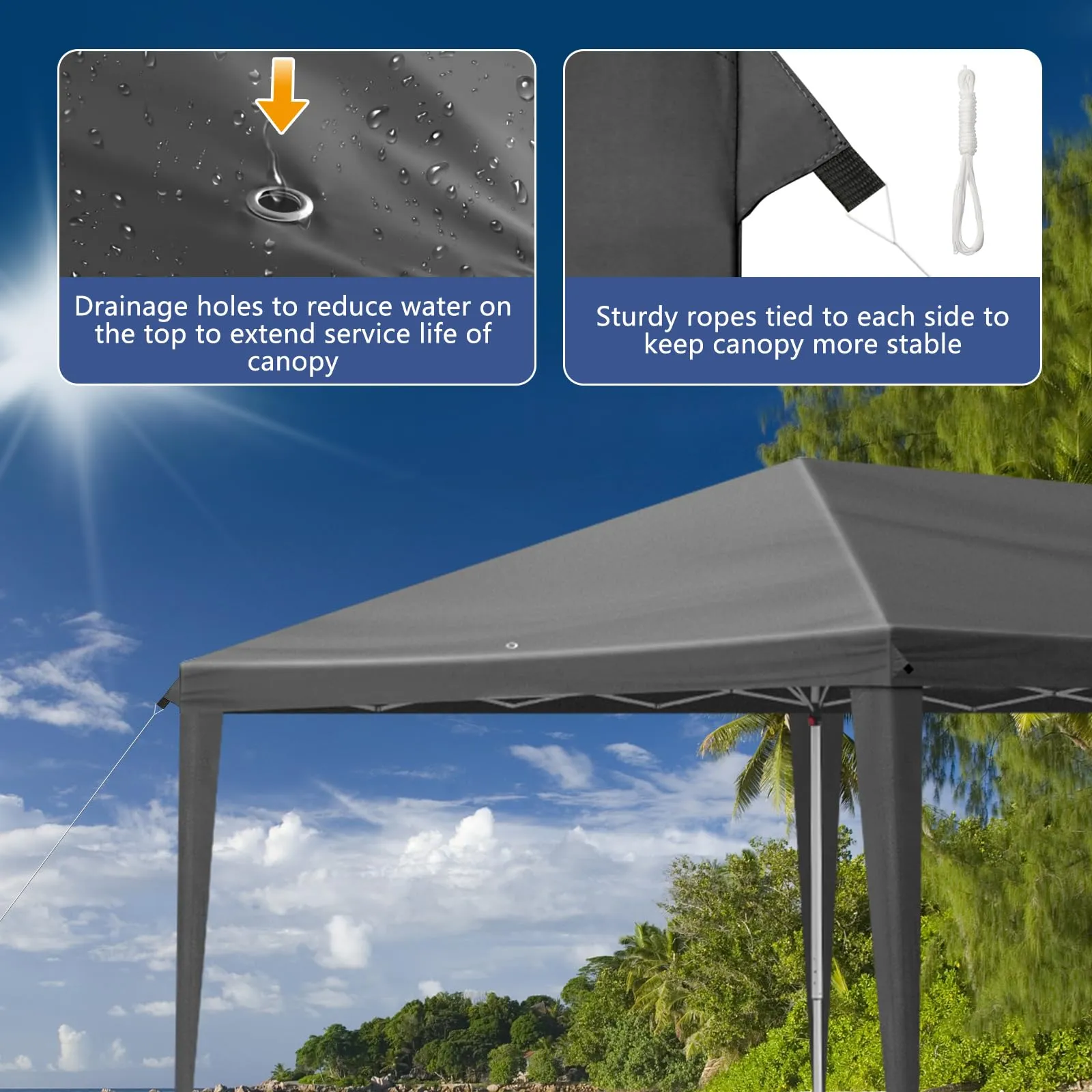 10x30 Pop Up Outdoor Canopy Tent,10x30ft Waterproof Party Tent Ez Up Canopy Tents for Parties Wedding Outdoor Commercial Event Gazebo Portable Instant Tent for Backyard Camping Carport, Dark gray