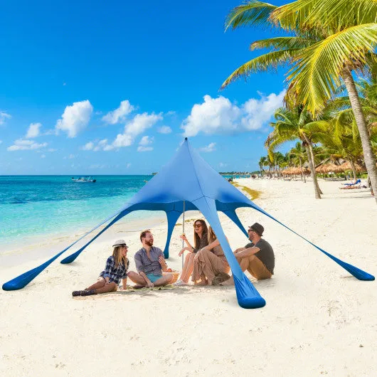 20 x 20 Feet Beach Canopy Tent with UPF50  Sun Protection and Shovel-Blue