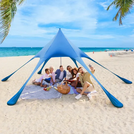 20 x 20 Feet Beach Canopy Tent with UPF50  Sun Protection and Shovel-Blue