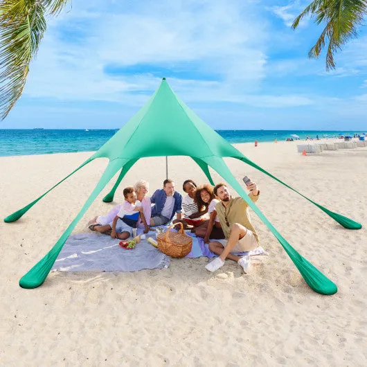 20 x 20 Feet Beach Canopy Tent with UPF50  Sun Protection and Shovel-Green