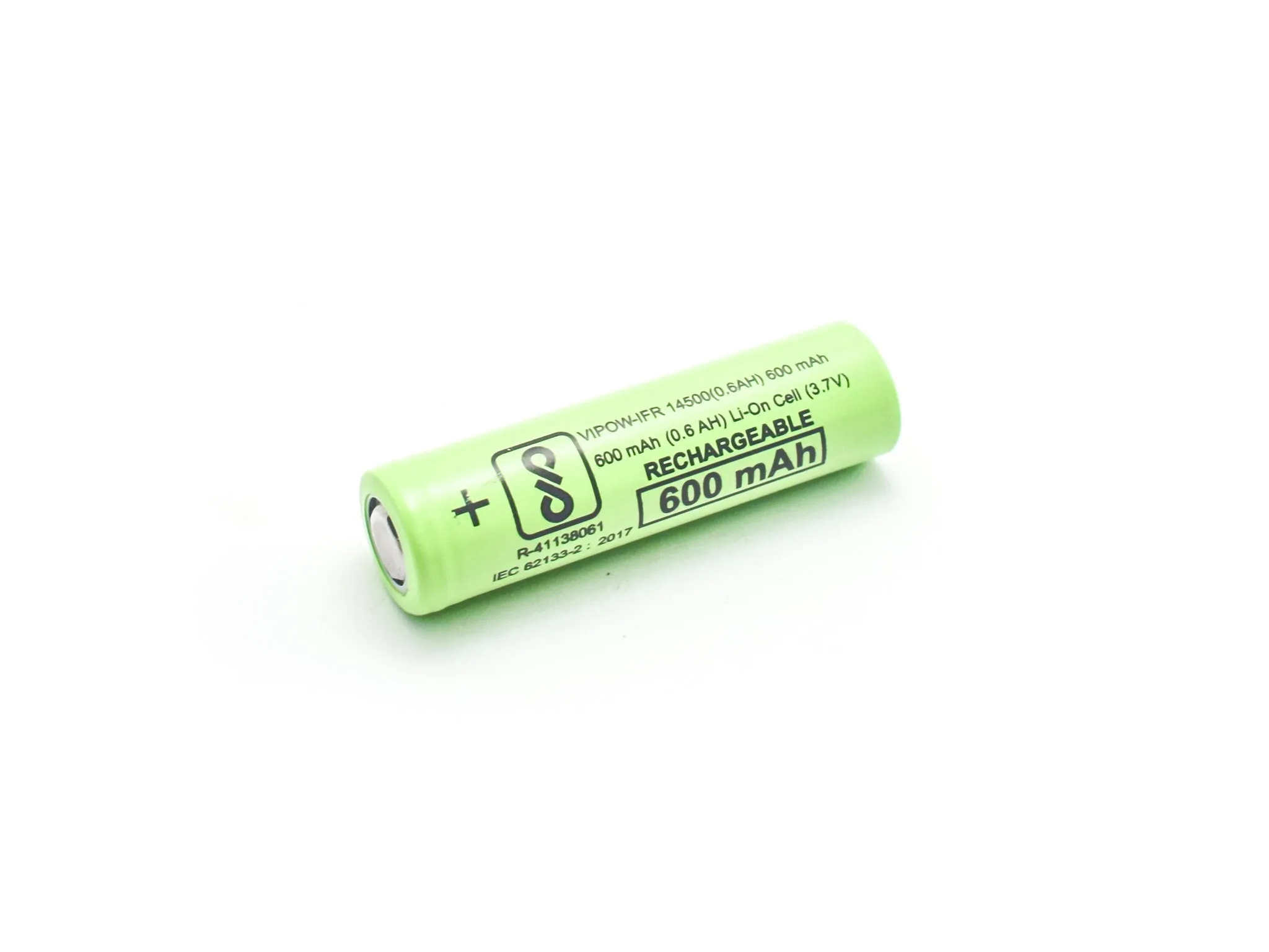 3.7V 600mAh 14500 Lithium-Ion Battery without Tip Top Cap