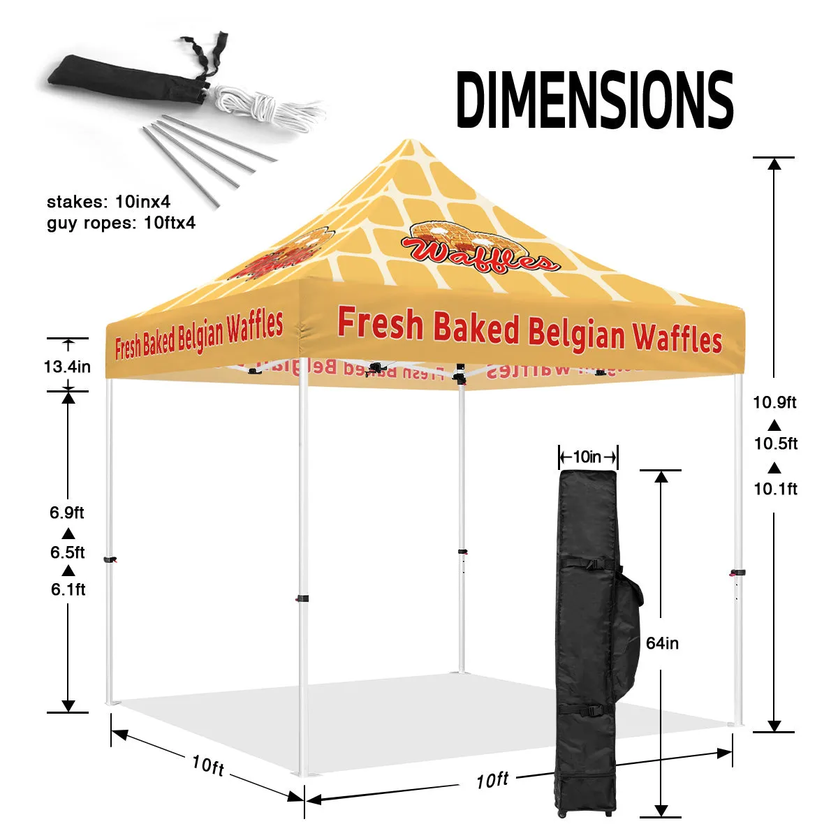 ABLEM8CANOPY Waffle 10x10 Pop Up Canopy Tent With Sides