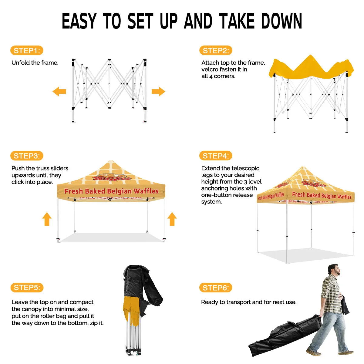 ABLEM8CANOPY Waffle 10x10 Pop Up Canopy Tent With Sides