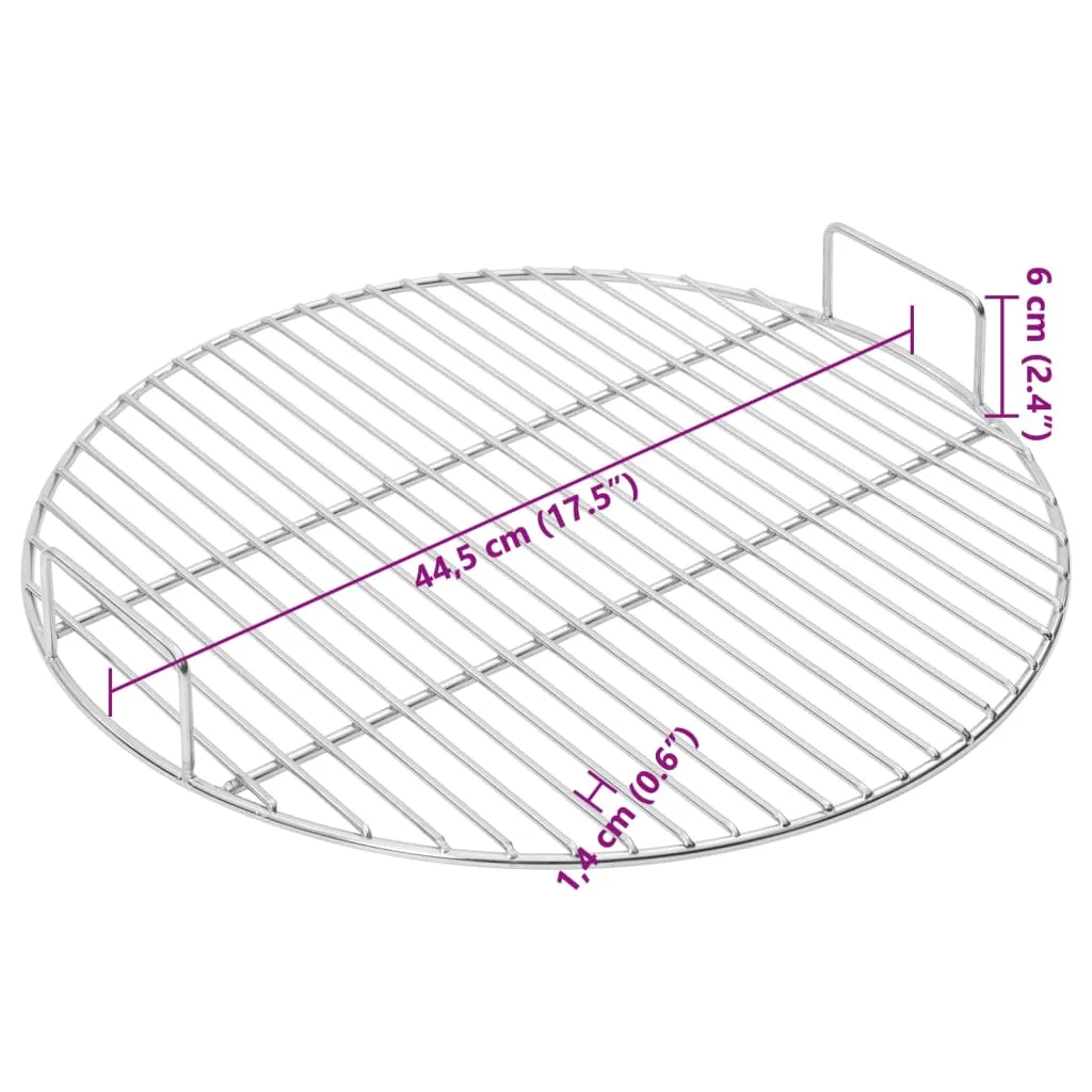 BBQ Grill Grate with Handles Round Ø44.5 cm 304 Stainless Steel