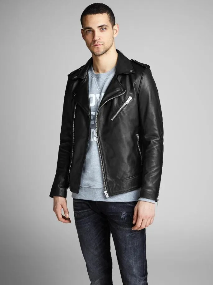 Best Shiny Black Biker Jacket For Men