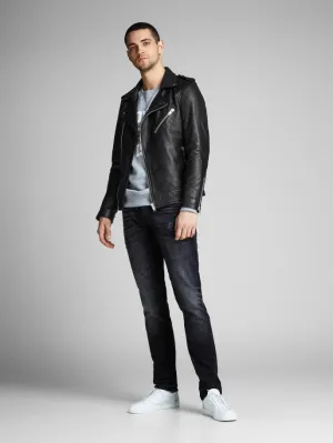 Best Shiny Black Biker Jacket For Men