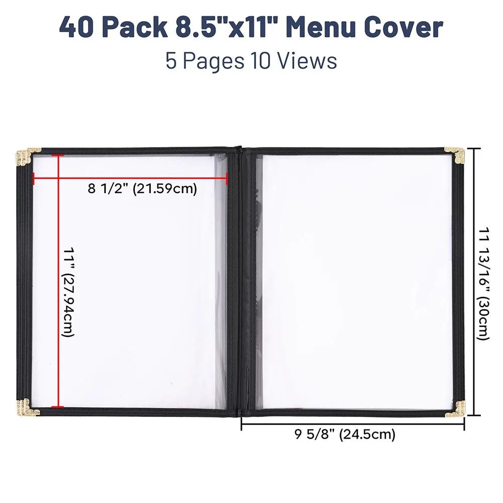 Clear Menu Covers 40ct/pk 8.5x11 5-Page 10-View