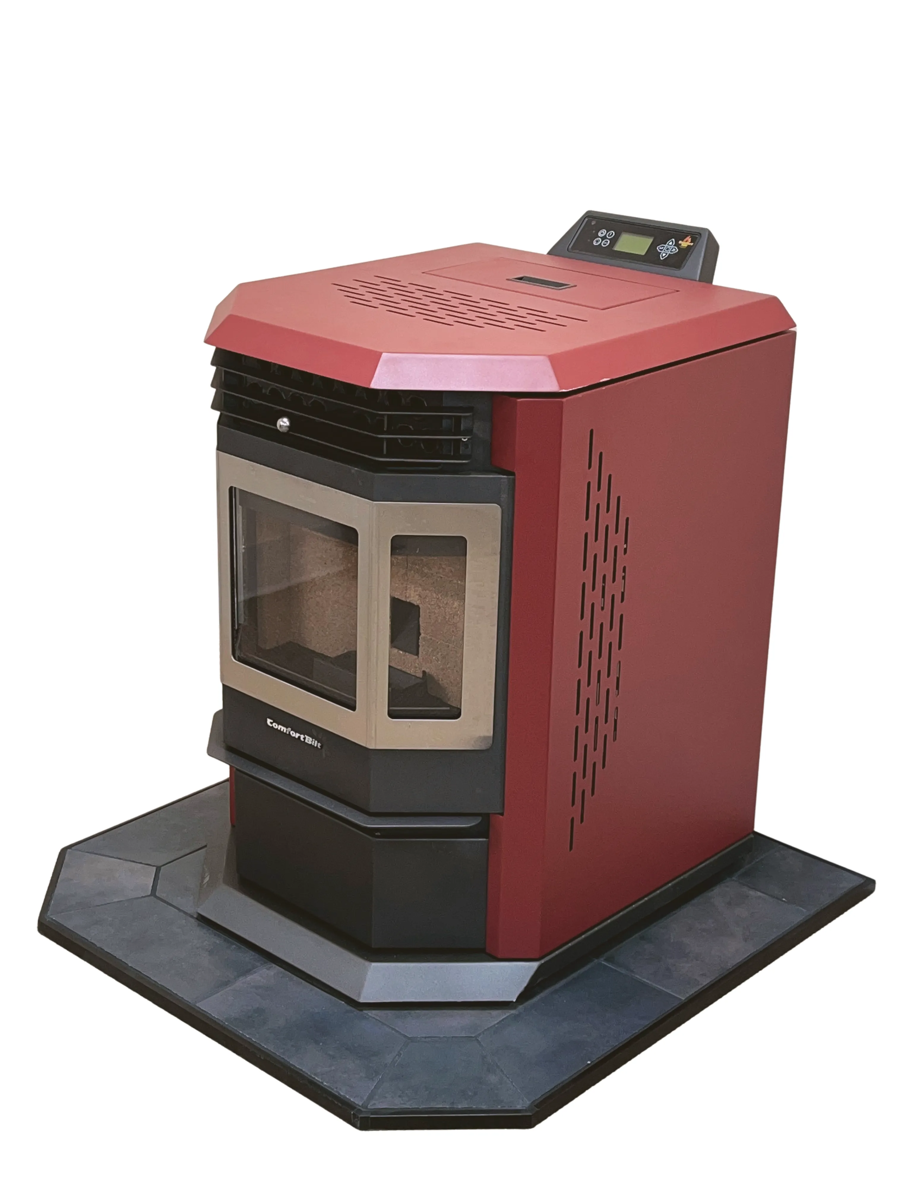 COMBO DEAL- HP22 Burgundy Pellet Stove with 36" Black Copper Hearth Pad