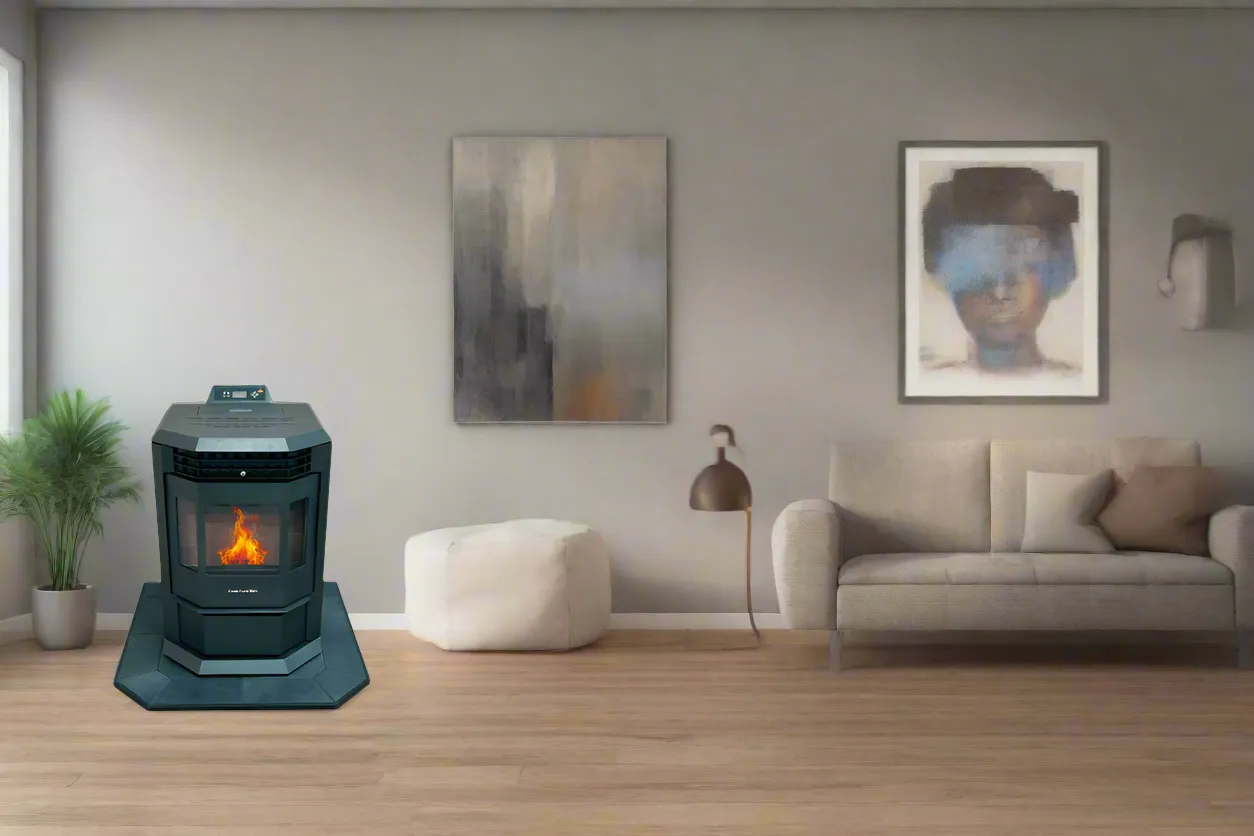 COMBO DEAL- HP22 Burgundy Pellet Stove with 36" Black Copper Hearth Pad