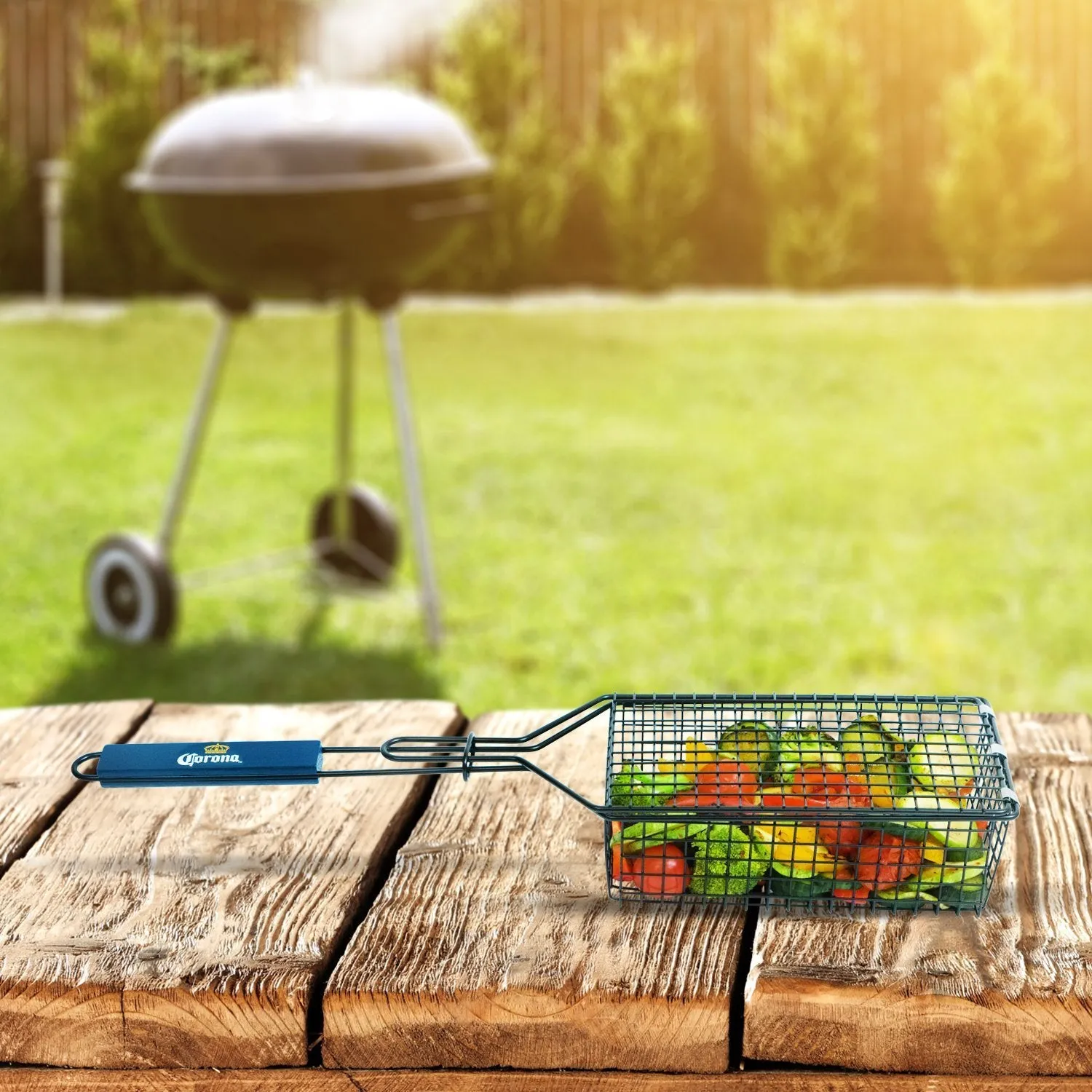 Corona BBQ Charcoal Grill Accessories - Grilling Basket with Locking Grill Handle For Veggetables, Chicken, Meats And Fish for Outdoor/ Indoor BBQ Set Tools