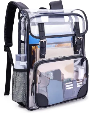 DAKIMOE Clear Backpack for School Stadium Travel Transparent Book Bag Large 17''