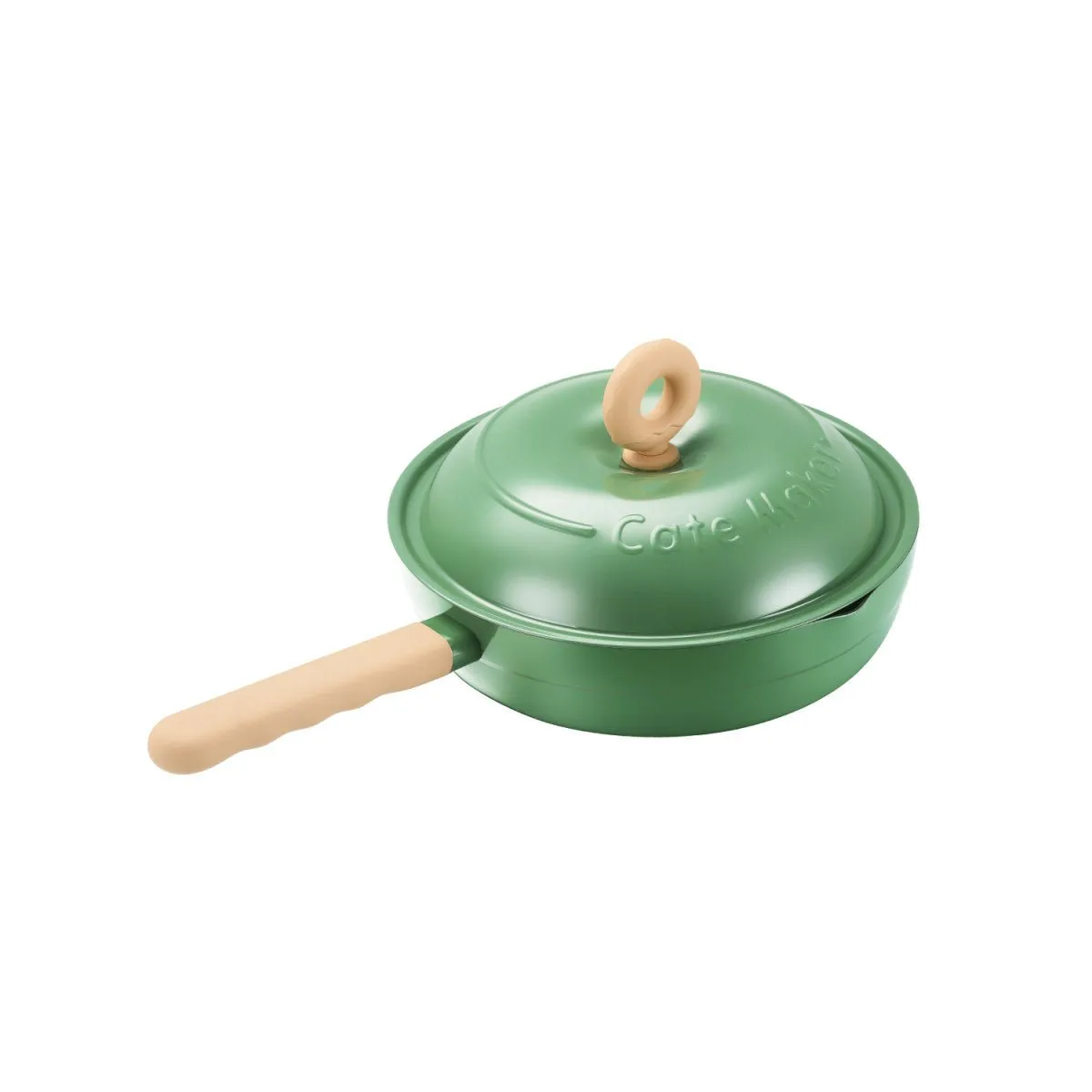 Donut Lightweight 28cm Green Non-stick Enamel-coated Frying Pan - A Dash of Girlish Delight