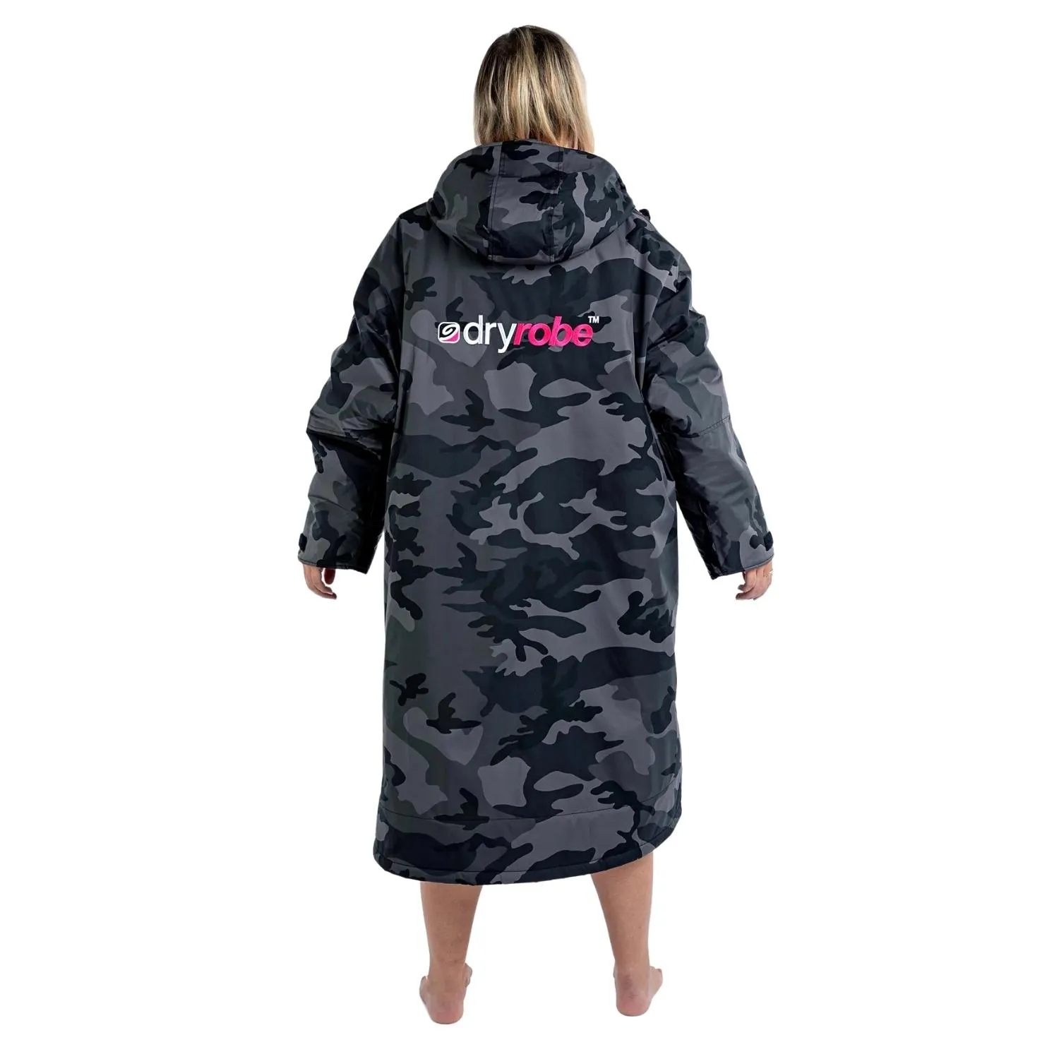 Dryrobe Advance Long Sleeve Drying & Changing Robe - Black Camo/Pink