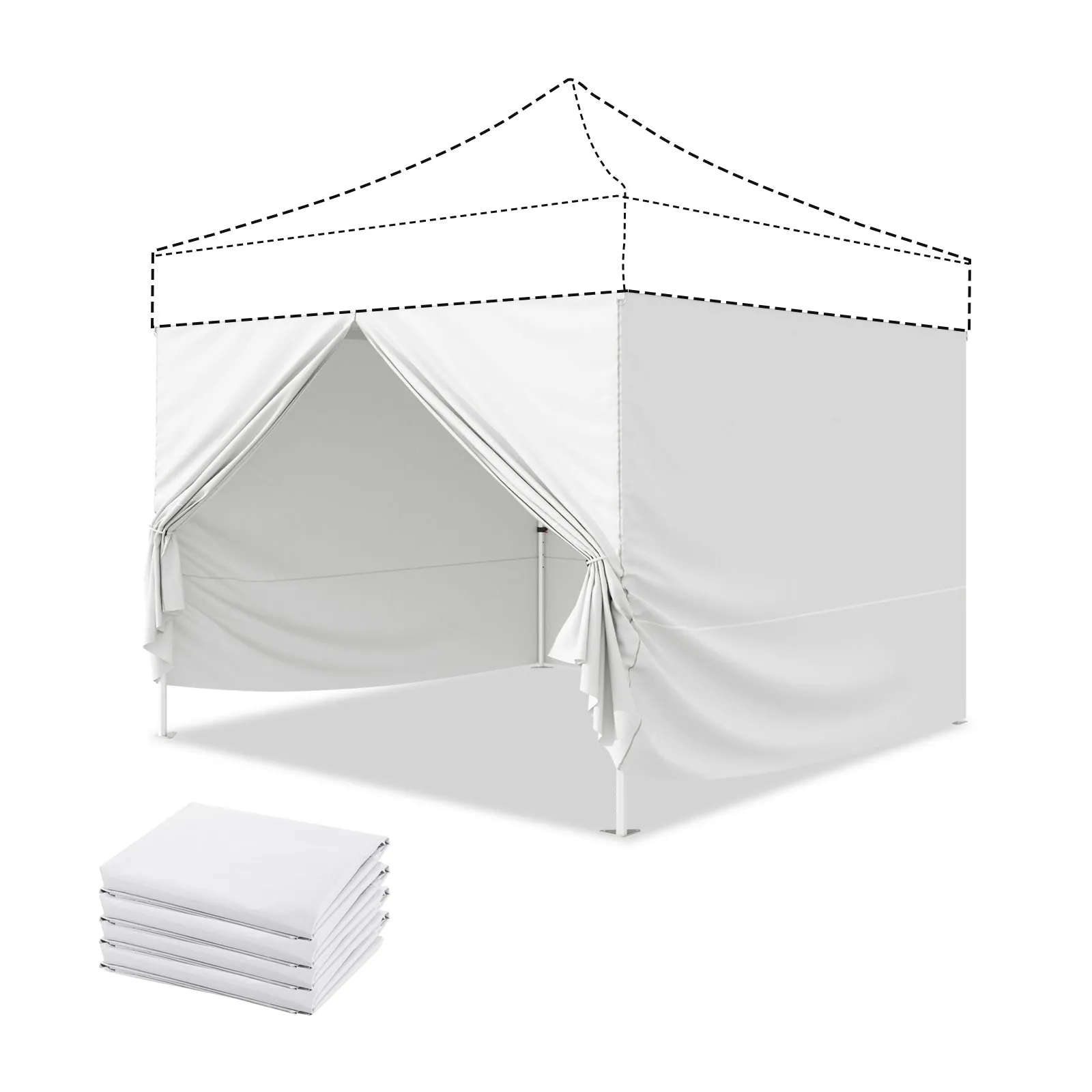 EAGLE PEAK 4-Piece Sunwall/Sidewalls for 10x10 ft Aluminum Custom Canopy Only, Includes 3 Sidewalls and 1 Entry Wall, Pack of 4, White