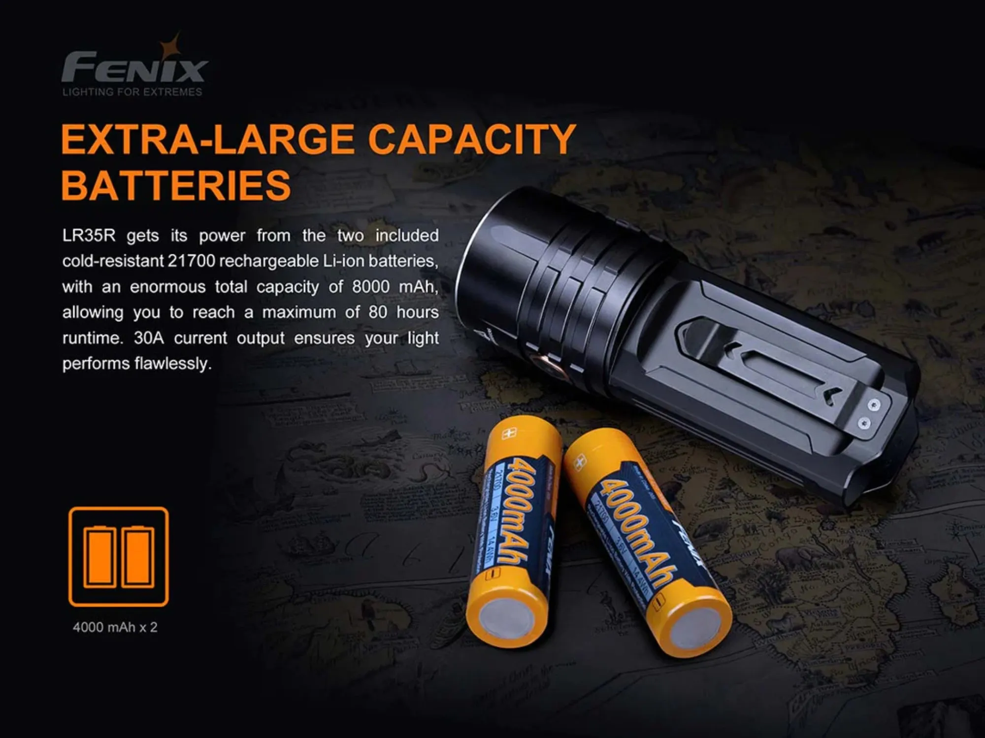 Fenix LR35R 10000 Lumens Long Throw Rechargeable LED Flashlight