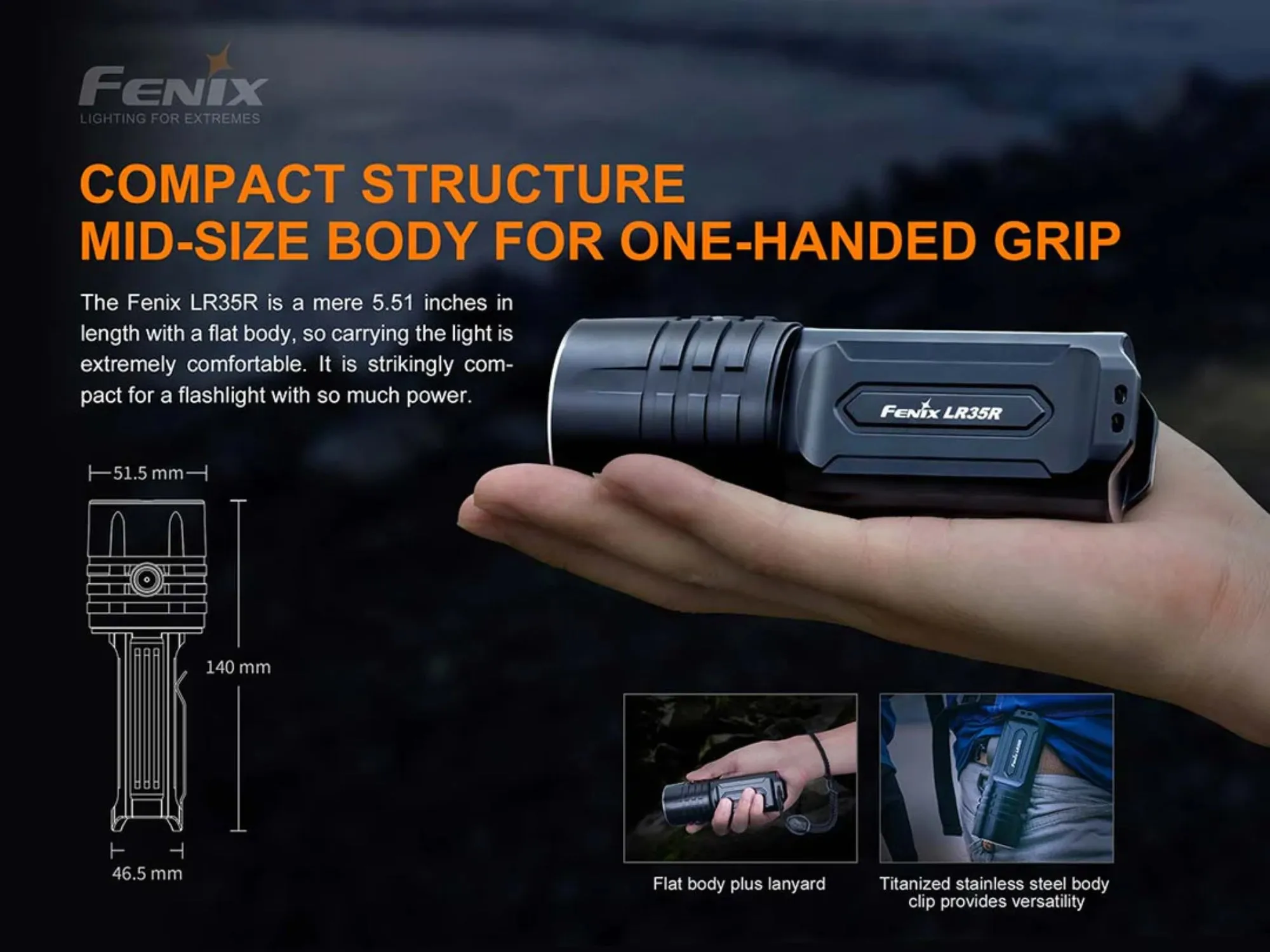 Fenix LR35R 10000 Lumens Long Throw Rechargeable LED Flashlight