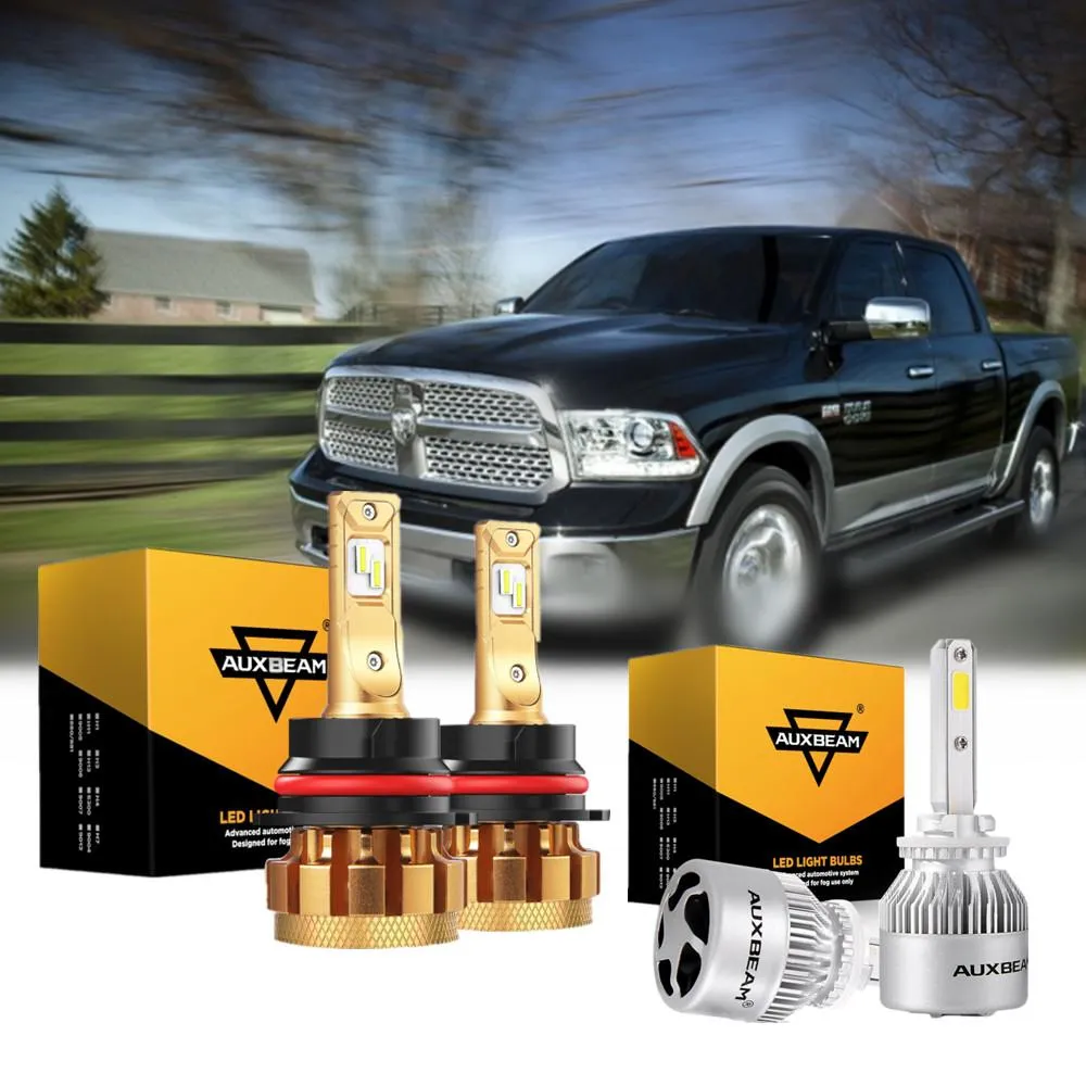 For 2000-2002 Dodge Ram 2500(with 2 headlamps) F-16 Plus Series Built-in Canbus Automotive Grade 14000LM LED Light Bulbs High Low Beam Bundle