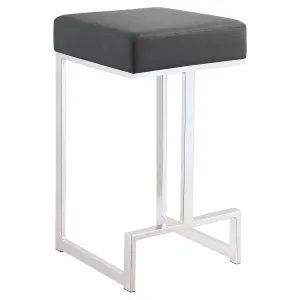 Gervase Square Counter Height Stool Grey and Chrome