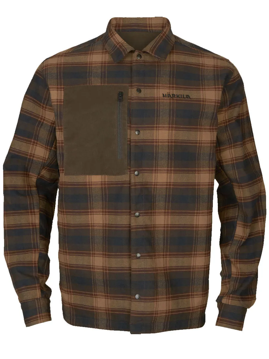 HARKILA Eirik Reversible Shirt Jacket - Mens - Dark Warm Olive/Burgundy Check