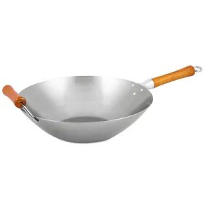 Ken Hom Carbon Steel Uncoated Wok - 14"