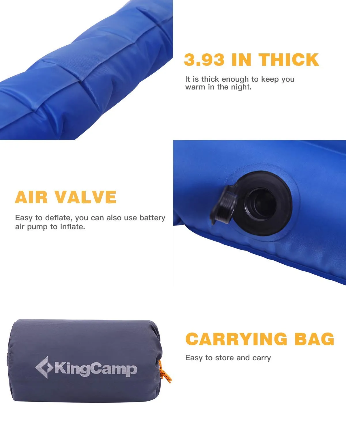 KingCamp Inflatable Air Foot Press Sleeping Pad Single/Double