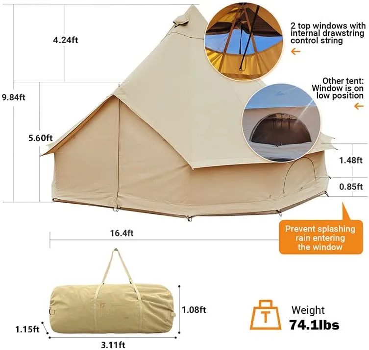 KingCamp Khan Glamping Bell Tent 16.4ft/13.2ft