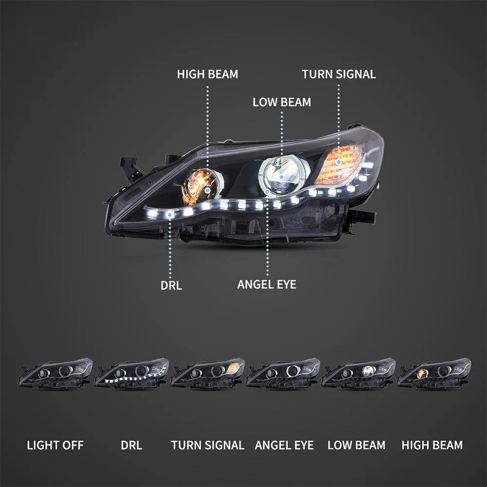 LED Headlight Assembly Dual Beam Projector Black For 2009-2013 Toyota Reiz/Mark X 2th Gen (GRX130) Pre-Facelift