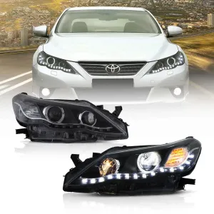 LED Headlight Assembly Dual Beam Projector Black For 2009-2013 Toyota Reiz/Mark X 2th Gen (GRX130) Pre-Facelift