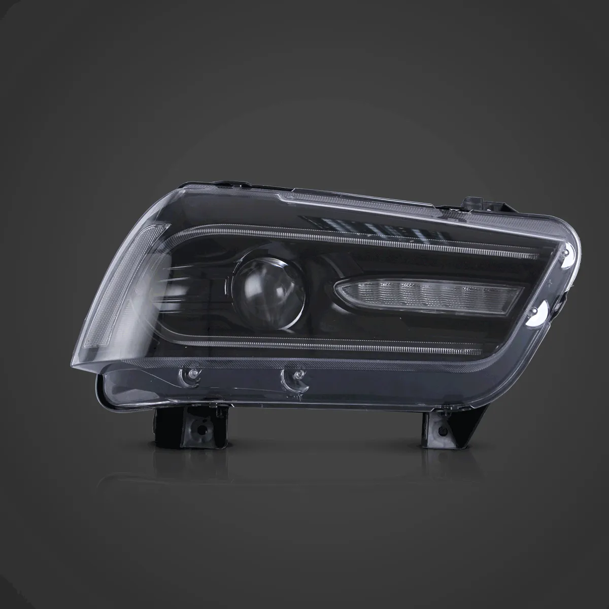 LED Headlight Assembly Dual Beam Projector Black For 2011-2014 Dodge Charger(LD) Pre-Facelifted