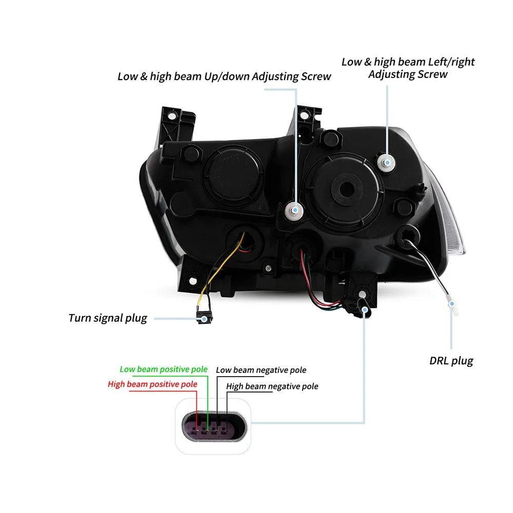 LED Headlight Assembly Dual Beam Projector Black For 2011-2014 Dodge Charger(LD) Pre-Facelifted