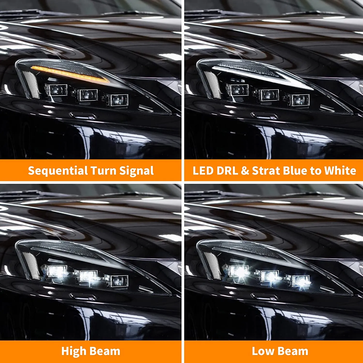 LED Headlights For 2006-2013 Lexus IS250, IS350, ISF, IS200d, IS220d Headlamps Assembly