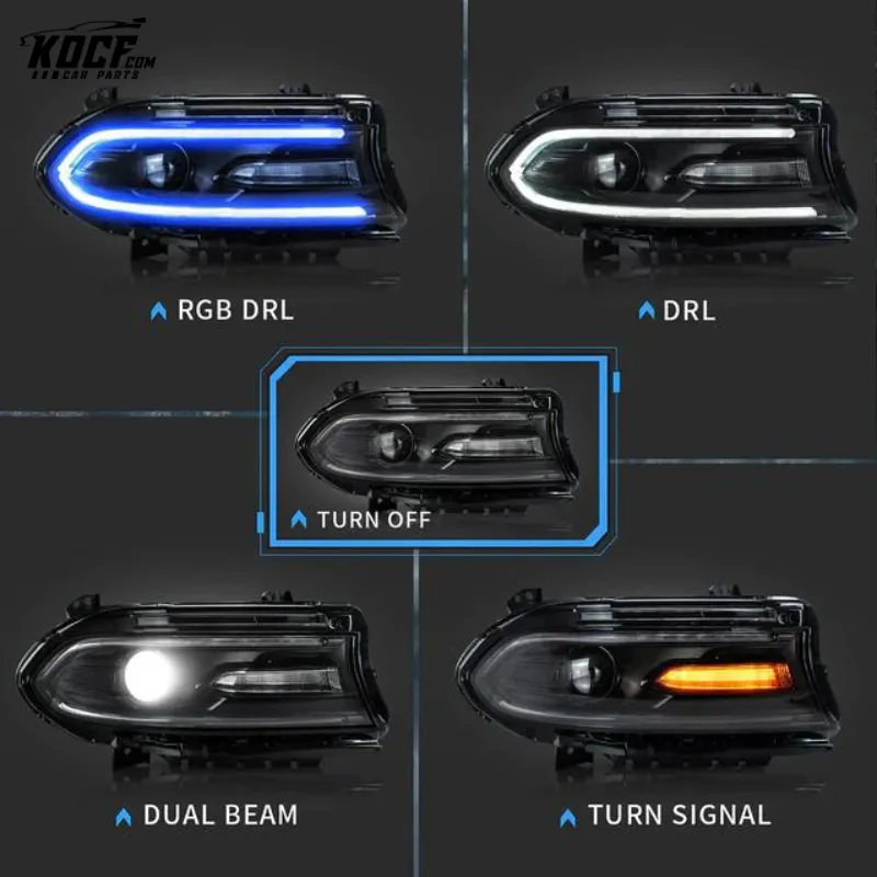 LED Headlights For Dodge Charger 2015-2022 RGB DRL headlamps Assembly Without bulbs