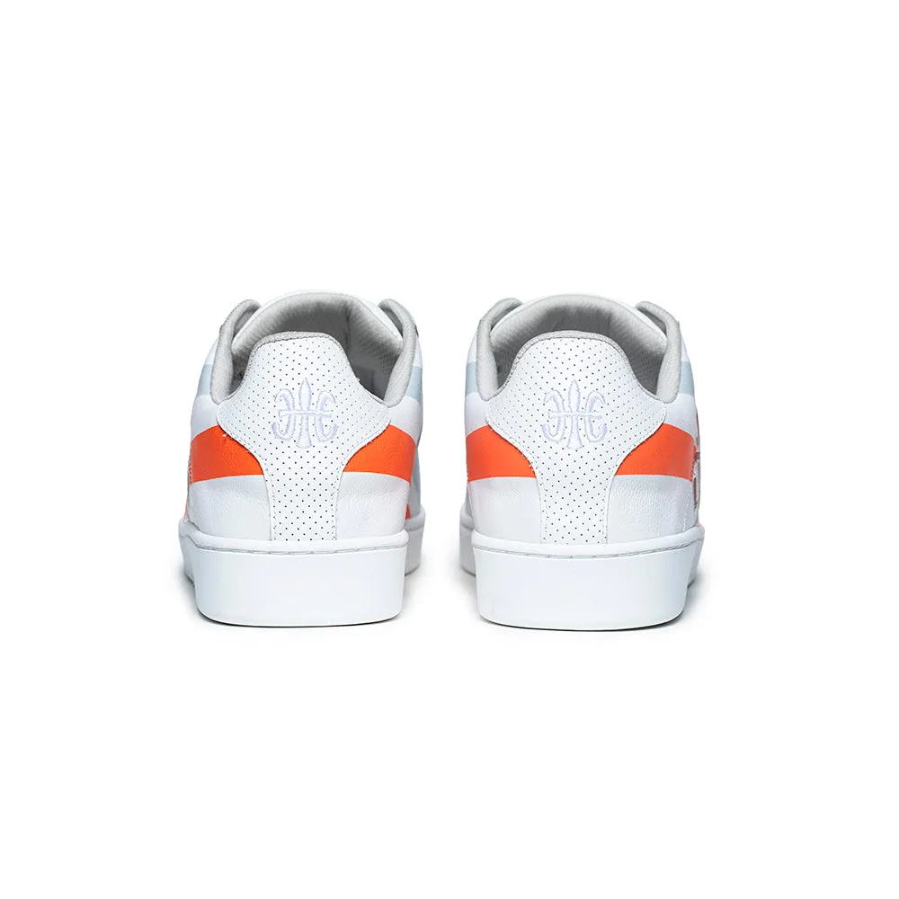 Men's Icon Cross White Orange Red Leather Sneakers 02901-028