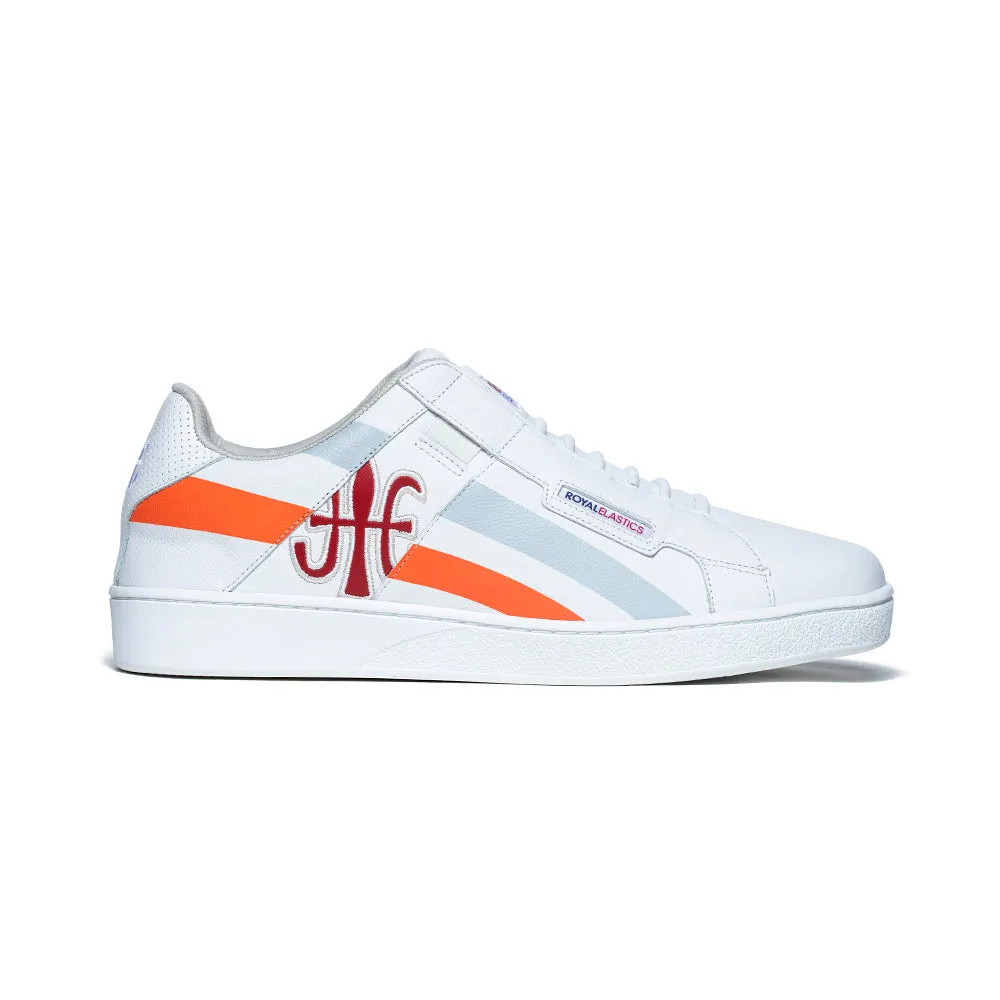 Men's Icon Cross White Orange Red Leather Sneakers 02901-028