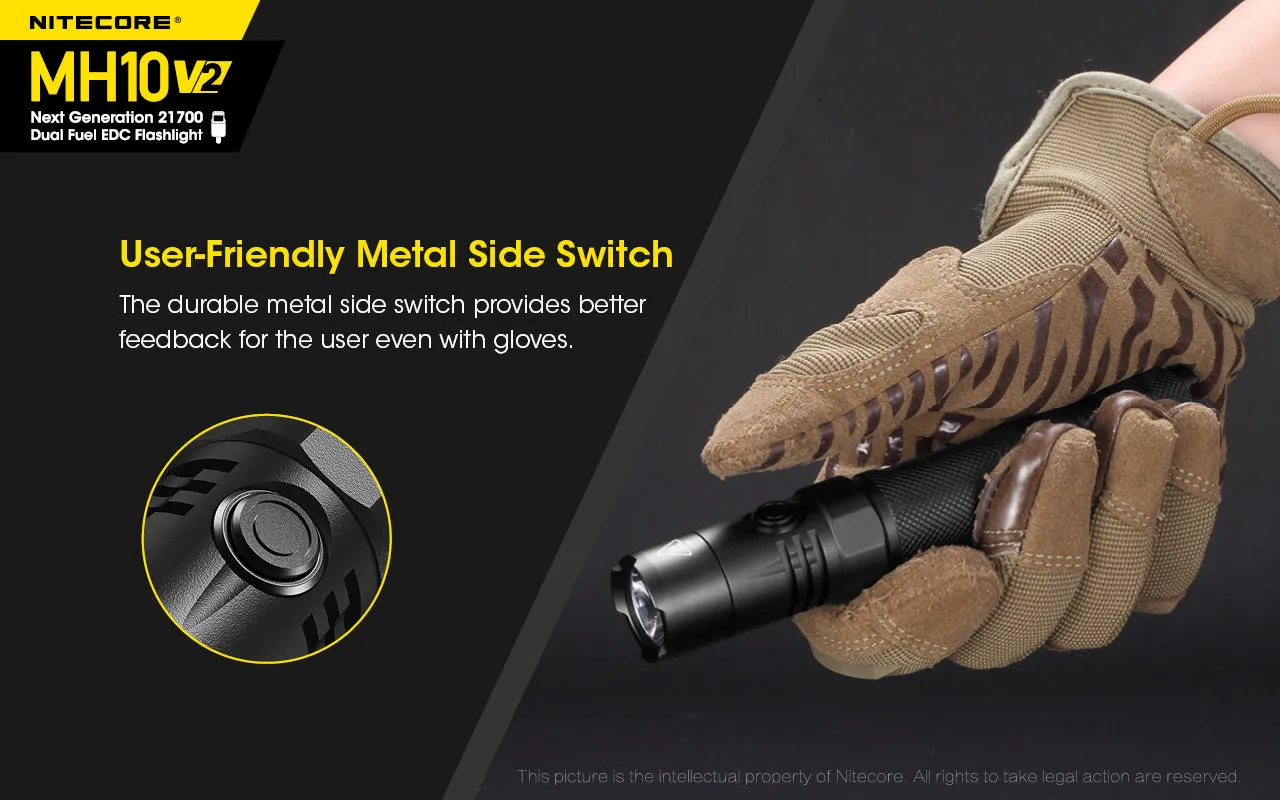 Nitecore MH10 V2 Flashlight | Next Generation 21700 Dual Fuel EDC