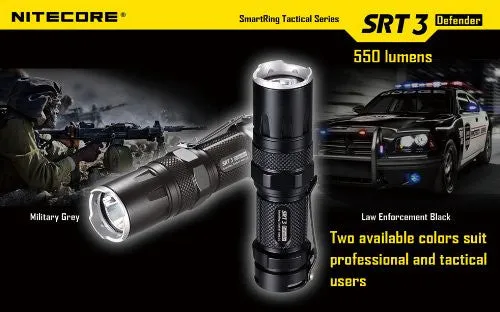 Nitecore SRT3 Defender Cree XM-L2 LED 550 Lumen Flashlight-Black