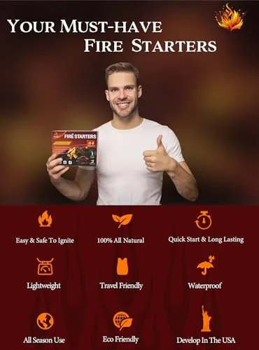 Nvkrvks Fire Starter, Easy-Burning Fire Starter Squares for Wood Stoves, Campfires, Grill Pit and Fireplace, Natural & Waterproof BBQ Fire Starters, 64 Mini Square