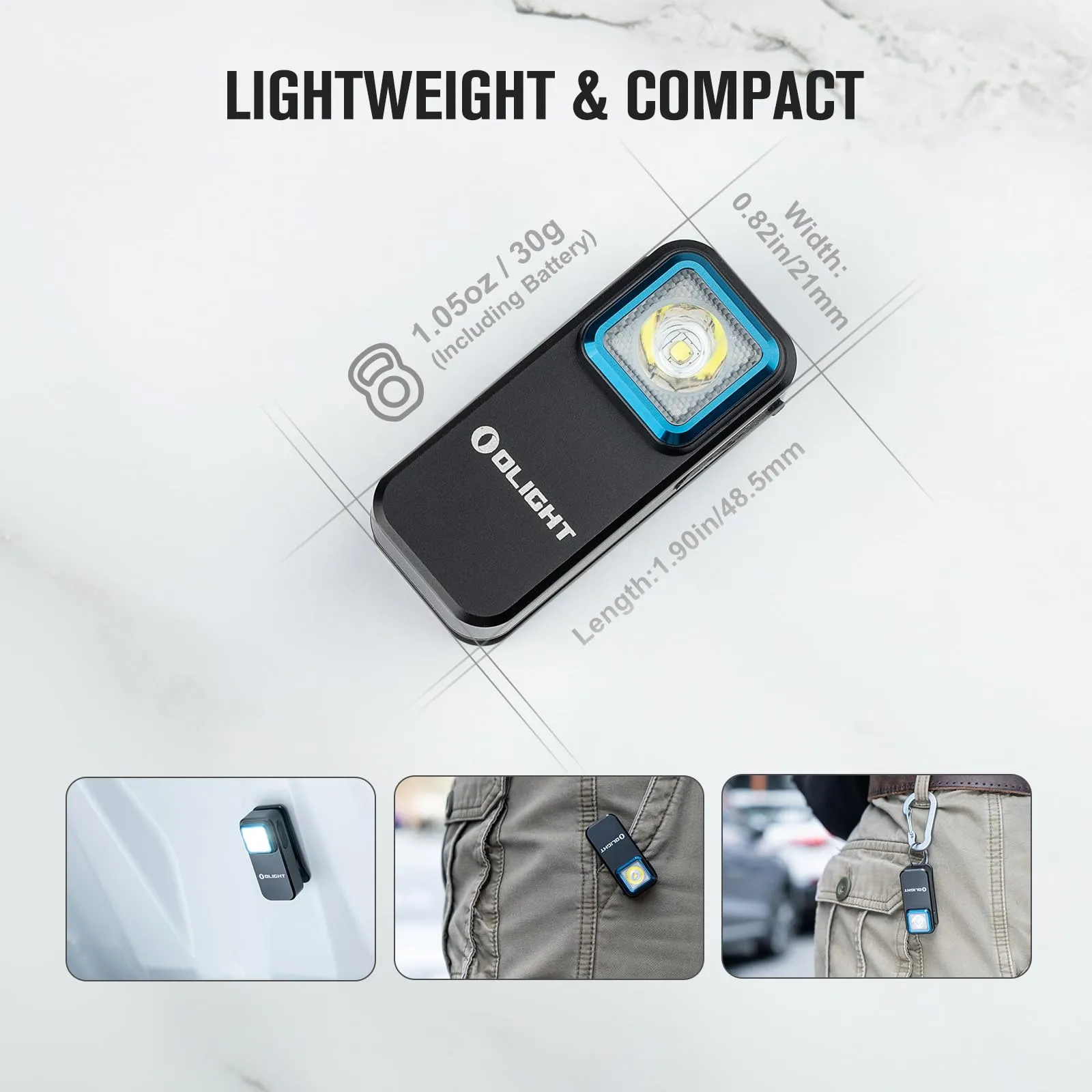 OLIGHT Oclip Rechargeable EDC Flashlight 300 Lumens Dual Light Sources Compact Pocket Clip Light, Convenient USB C Charging, Portable Magnetic for Night Working, Cycling, Emergency, Signaling Tool