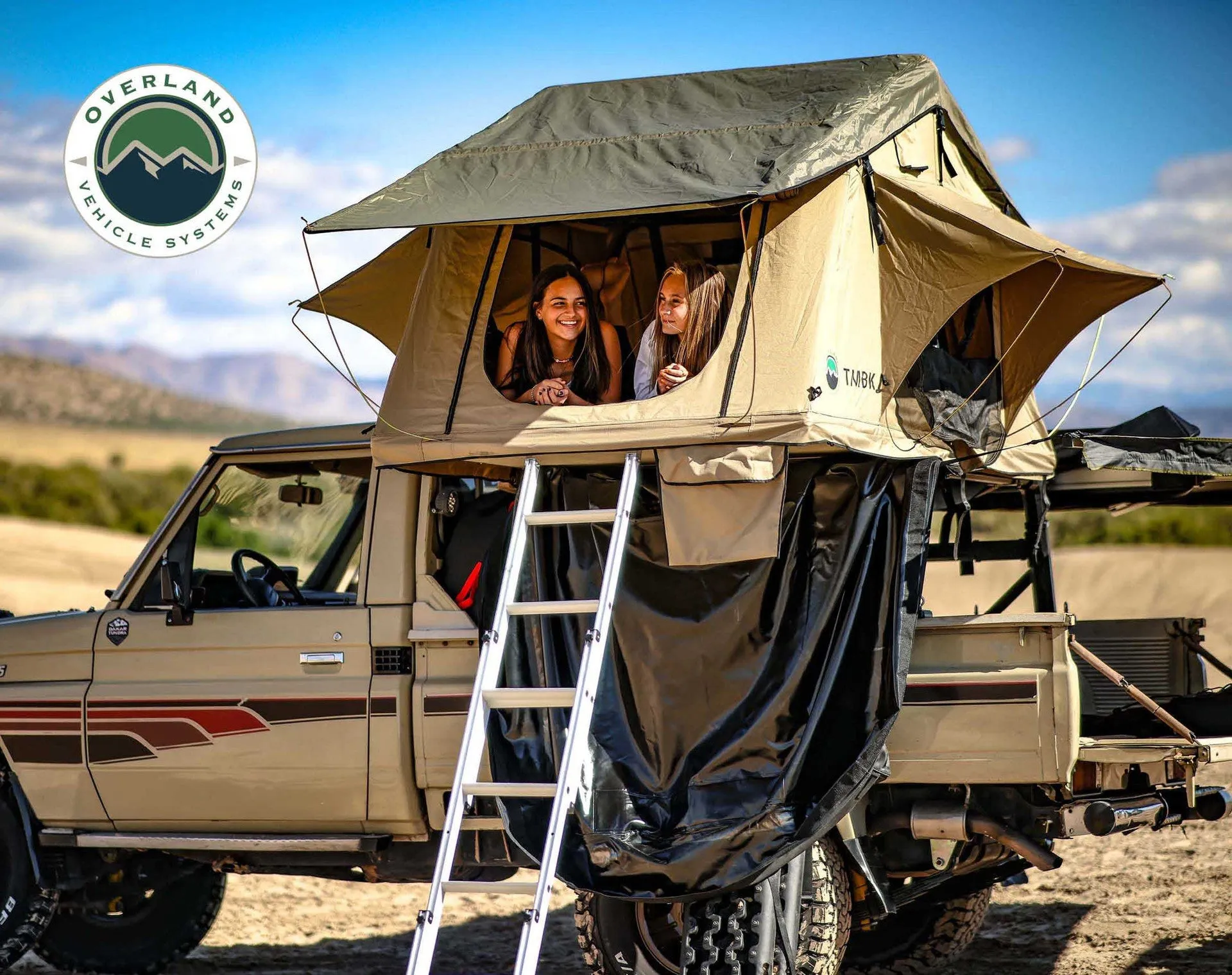 Overland Vehicle Systems OVS TMBK 3 Person Roof Top Tent With Green Rain Fly