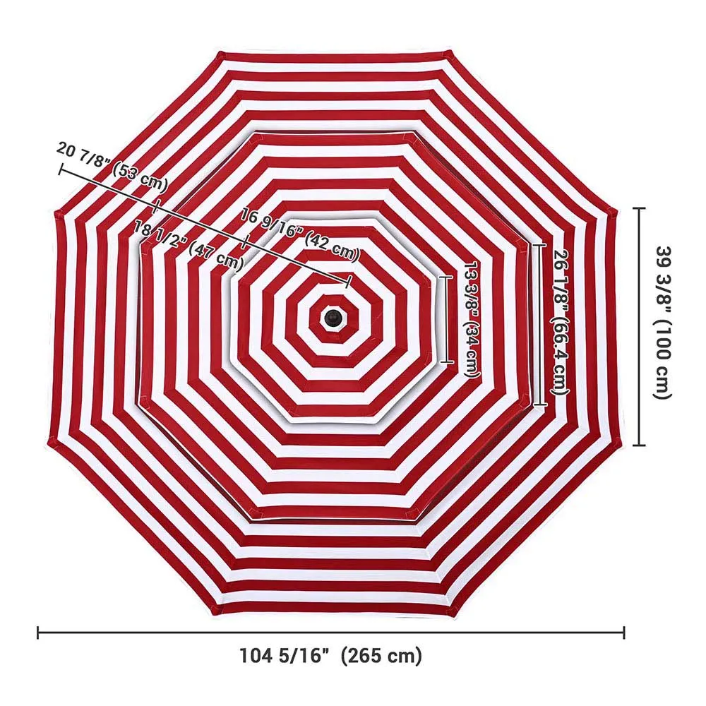 Patio Umbrella Canopy 9ft 8-Rib 3-Tiered