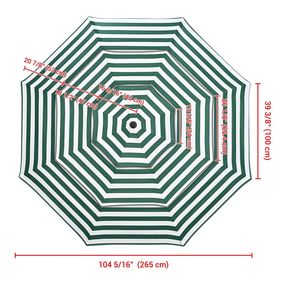 Patio Umbrella Canopy 9ft 8-Rib 3-Tiered